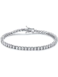 GMESME 18K White Gold Plated 3.0mm Cubic Zirconia Classic Tennis Bracelet 6/6.5/7/7.5/8/8.5/9 Inch