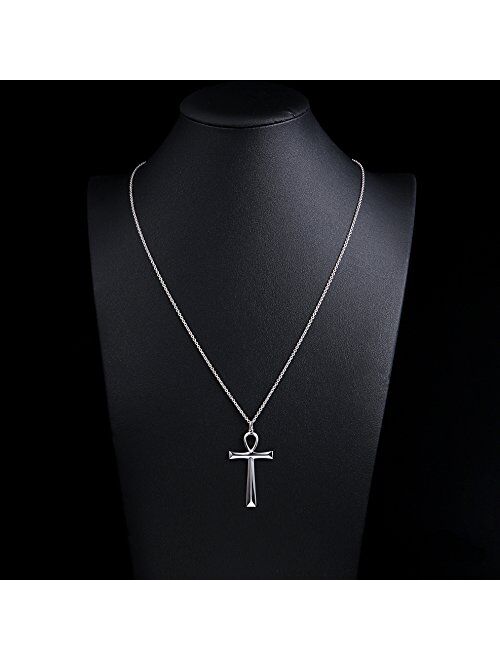 Men's S925 Sterling Silver Cross Pendant Necklace 24 Inches Silver Chain