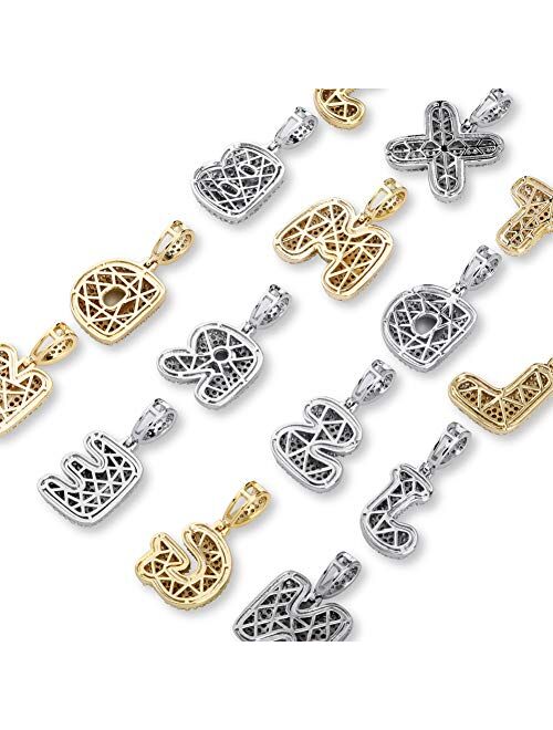 HECHUANG Silver Letter Chain Necklace for Men Iced Out Initial Pendant Chain Necklace Hip Hop Jewlery