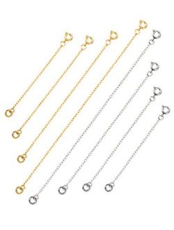 Mudder 8 Pieces Stainless Steel Necklace Extender Chains Bracelet Extension Chain, Silver and Gold