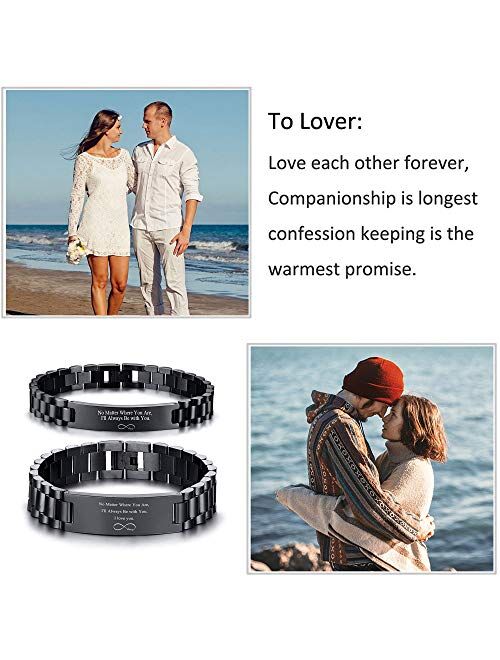 VNOX Personalized Engraved Love Quote Link Bracelet from Wife Anniversary Birthday Gifts to Lover Boyfriend Husband,Adjustable