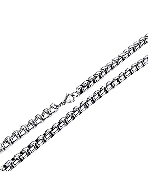 Estendly 2mm-7mm 16-38In Stainless Steel Rolo Chain Necklace Crude Chain Necklace for Men Women Jewelry