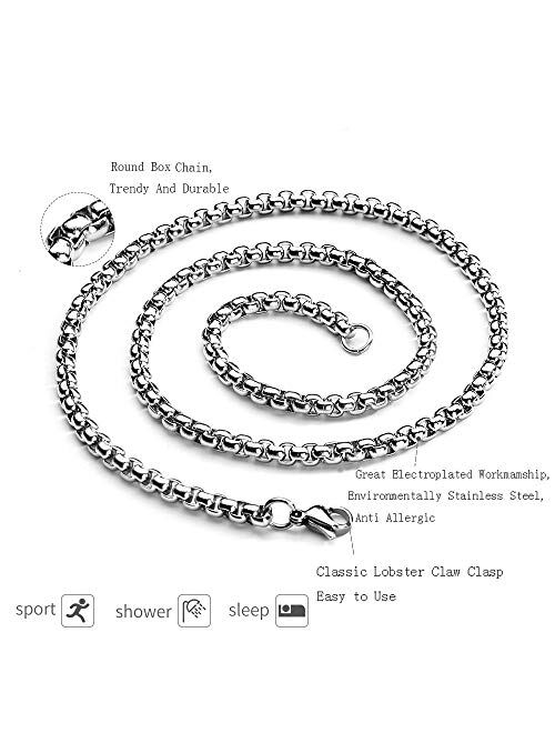 Estendly 2mm-7mm 16-38In Stainless Steel Rolo Chain Necklace Crude Chain Necklace for Men Women Jewelry