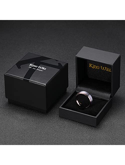 King Will Duo Unisex 5mm 6mm 7mm 8mm 18k Rose Gold Plated Tungsten Carbide Ring Two Tone Silver Wedding Band