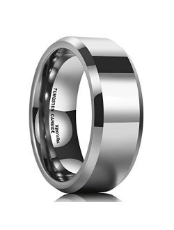 King Will Basic Men's 4mm/5mm/6mm/7mm/8mm Tungsten Carbide Ring Polished Plain Comfort Fit Wedding Engagement Band