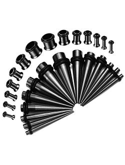 BodyJ4You 28PC Gauges Kit Ear Stretching 12G-0G Surgical Steel Tunnel Plugs Tapers Piecing Set