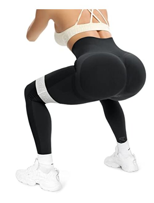 GILLYA Seamless Yoga Pants Seamless Workout Leggings for Women Tummy Control Butt Lift Scrunch Booty Leggings Ribbed Tie Dye