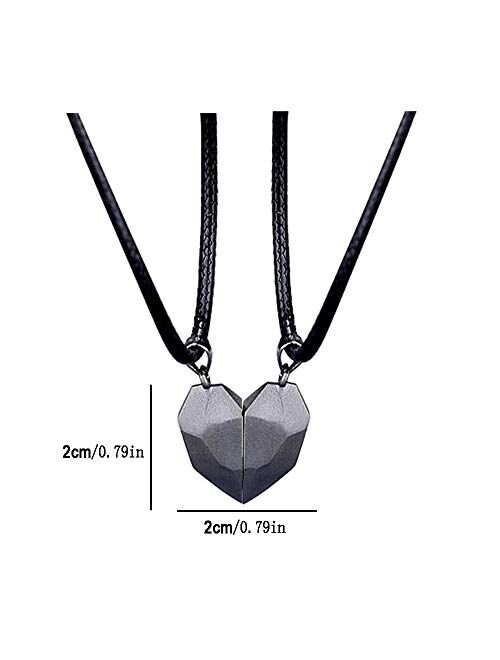 LEGENSTAR Two Souls One Heart Pendant Necklaces for Couple,Wishing Stone Creative Magnet Couples Necklace