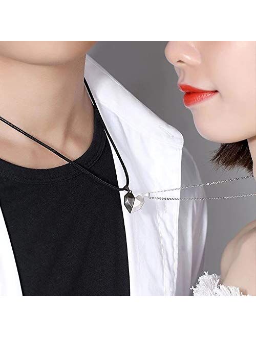 LEGENSTAR Two Souls One Heart Pendant Necklaces for Couple,Wishing Stone Creative Magnet Couples Necklace