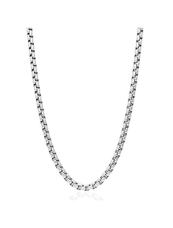 Italian Round Box Chain Sterling Silver, Mens Sterling Silver Chain, Mens Silver Chain Necklaces, Silver Chain Men, Silver Necklace Men Women, 925 Rhodium Mens Chain, Nex