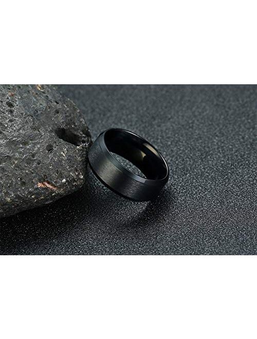 VNOX Personalized Custom 8MM Stainless Steel Plain Wedding Band Ring for Men,Black/Gold Plated/Silver