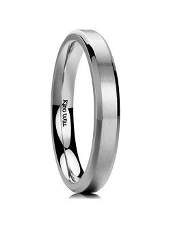 King Will Basic 3mm 5mm 6mm 7mm 8mm 9mm Silver/Black Titanium Ring Matte Finished Wedding Band Comfort Fit Beveled Edge
