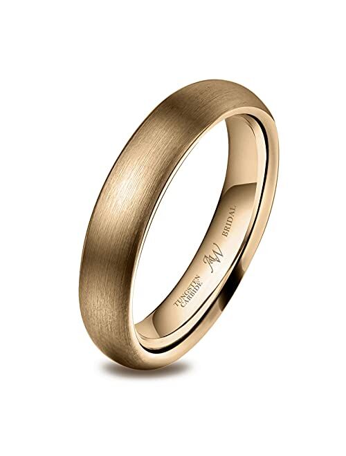 AW BRIDAL 4mm 5mm 8mm Tungsten Carbide Wedding Band Engagement Ring for Men Women Dome Polished Comfort Fit Size 5-15
