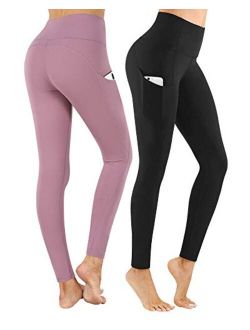 2 Pieces High Waist Yoga Pants with Pockets for Women Small