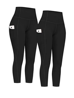 2 Pack High Waist Yoga Pants with Pockets, Tummy Control Leggings, Workout 4 Way Stretch Yoga Leggings
