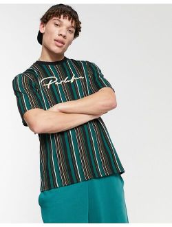 Prolific vertical striped t-shirt in green