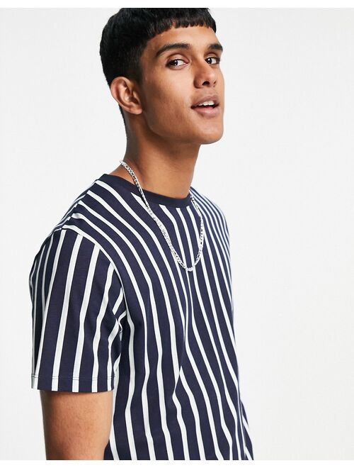 Jack & Jones Originals oversized T-shirt with vertical stripes in navy