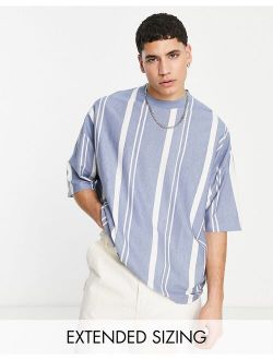 oversized vertical stripe t-shirt in light blue