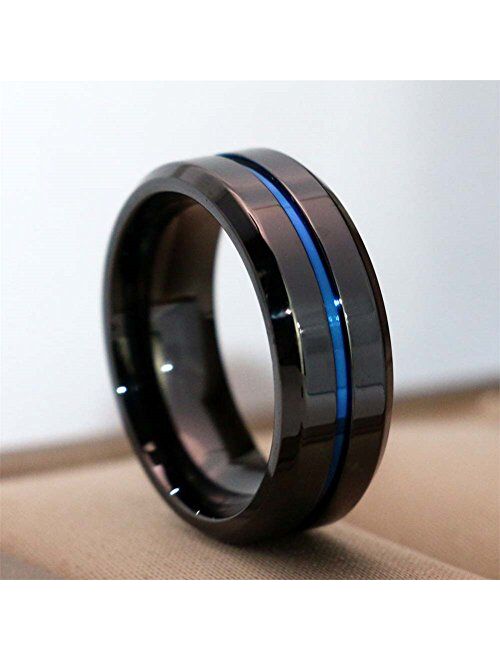 LOVERSRING Couple Ring Bridal Set His Hers Black Gold Plated Pink Blue CZ Stainless Steel Wedding Ring Band Set