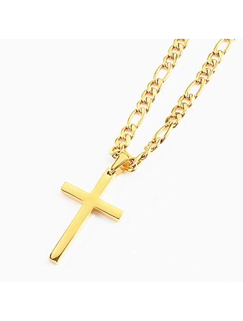 FZTN Jewelry Gold Figaro Link Chain Necklace for Men Women & Teens Boys 18K Gold Plated Stainless Steel Necklace,Fashion Jewelry,Wear Alone or with Pendant ,18-26 Inch