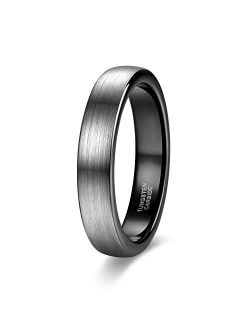 TRUMIUM 4mm 6mm 8mm Tungsten Rings for Men Women Engagement Wedding Band Brushed Black Comfort Fit Size 4-15