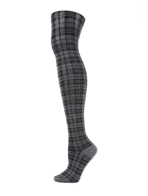 MeMoi Women's Faded Plaid Patterned Sweater Tights