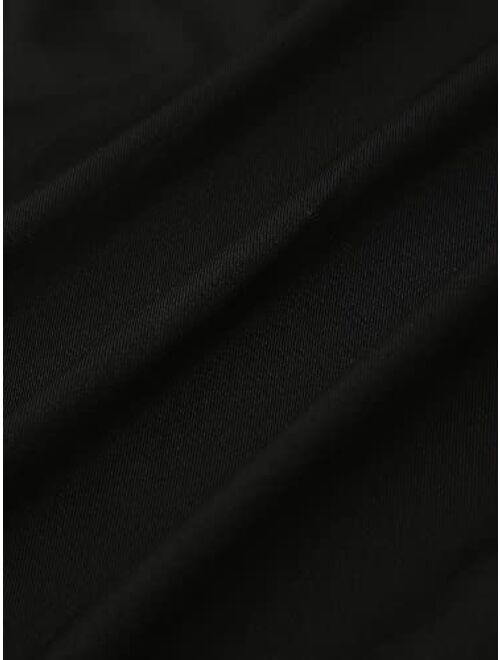 Meihuida Women Elastic High Waist Leggings Black Solid Color Hollow Out Lace Hem Trousers