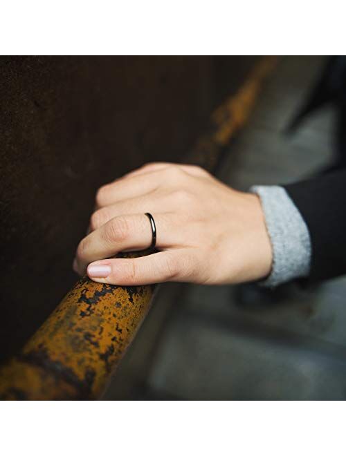 SOMEN TUNGSTEN 2mm 4mm 6mm Black/White Ceramic Rings for Men Women Comfort Fit Engagement Wedding Band Size 3-13