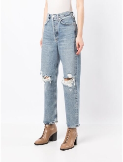 distressed boyfriend-fit jeans