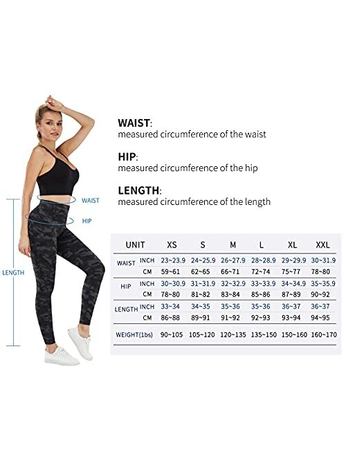 PHISOCKAT Women's High Waist Yoga Pants with Pockets, Leggings with Pockets, Tummy Control Workout Yoga Leggings