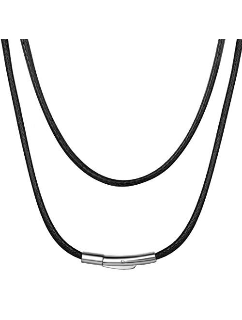 ChainsHouse Waterproof Braided Leather Cord Chain Necklace, Men Women DIY Woven Wax Rope Chain for Pendant, Customize Available, 2/3mm Width, 16" 18" 20" 22" 24" 26" 28" 