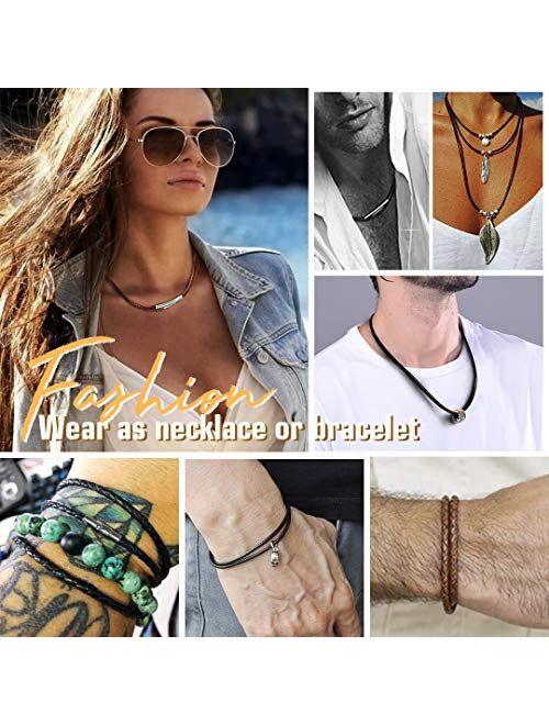 ChainsHouse Waterproof Braided Leather Cord Chain Necklace, Men Women DIY Woven Wax Rope Chain for Pendant, Customize Available, 2/3mm Width, 16" 18" 20" 22" 24" 26" 28" 
