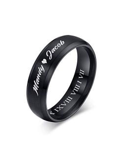 VNOX Customize Personalized 6MM/8MM Tungsten Carbide/Stainless Steel Simple Matte Brushed Finish Wedding Band Engagement Rings for Men Women,Size 5-14