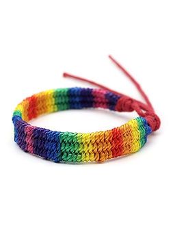 Nanafast Rainbow LGBT Pride Bracelet Handmade Braided Friendship String Bracelet for Gay & Lesbian LGBTQ Wristband Adjustable Size