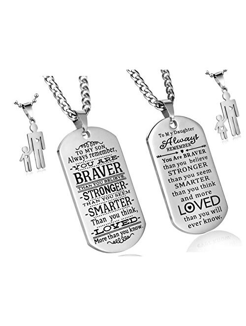 Caleesllc C&L to My Son&Daughter Always Remember You are Braver Than You Believe Quotes Dog Tags Pendant Love Gift