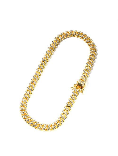Putouzip Men's 12MM 14MM 20MM Chains 18K Gold Plated CZ Fully Iced-Out Miami Cuban Link Necklace