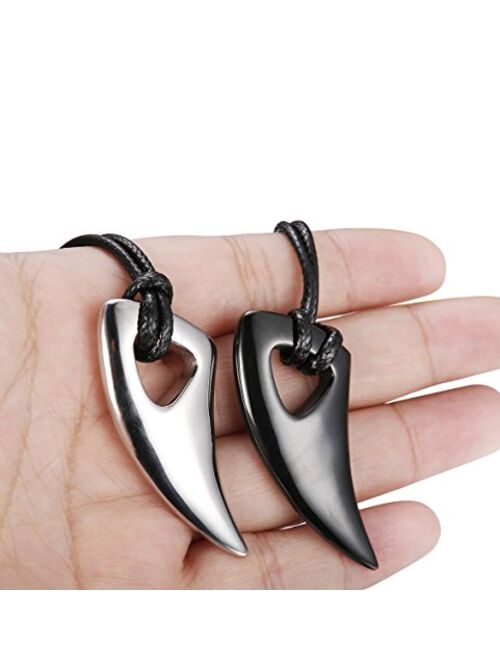Jstyle Stainless Steel Necklace for Men Necklace Chain Spear Wolf Teeth Pendant Adjustable Chains 2 Set