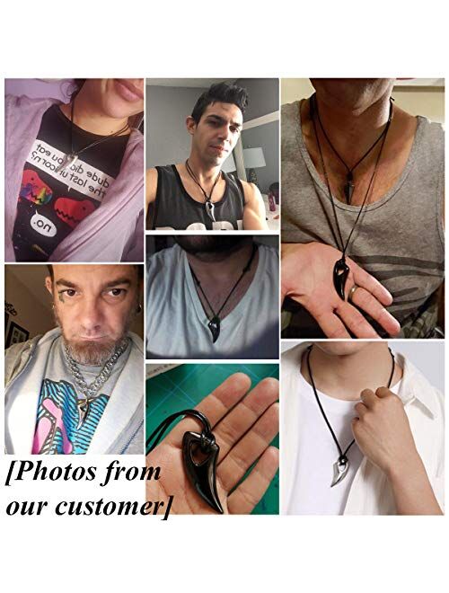 Jstyle Stainless Steel Necklace for Men Necklace Chain Spear Wolf Teeth Pendant Adjustable Chains 2 Set