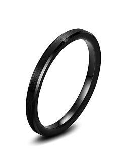 TRUMIUM 2mm 4mm 6mm 8mm 10mm Tungsten Ring Wedding Band for Women Men Bevel Edges Brushed Comfort Fit Size 4-15