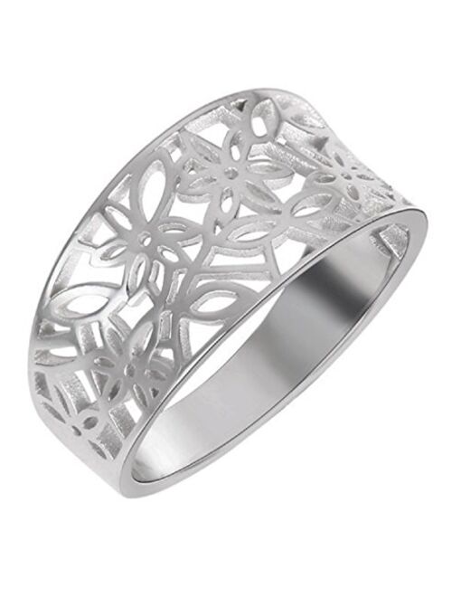 CloseoutWarehouse 925 Sterling Silver Victorian Leaf Filigree Vintage Ring (Comes in Colors)