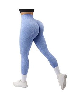 Womens High Waisted Seamless Ribbed Leggings Soft Slimming Yoga Pants