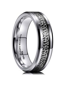 King Will Classic Tungsten Carbide Ring Inlay Celtic Knot 6mm/8mm Wedding Band for Men Engagement Ring Comfort Fit