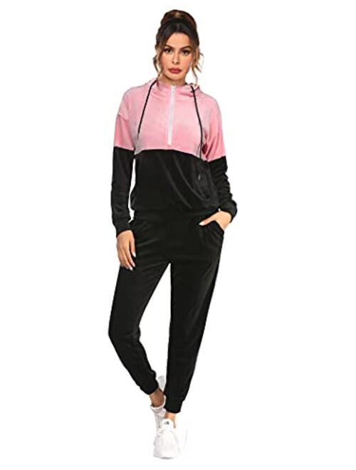 Hotouch Womens Tracksuit Set Casual 2 Piece Jogging Suit Outfits Long Sleeve Velour Sweatsuits