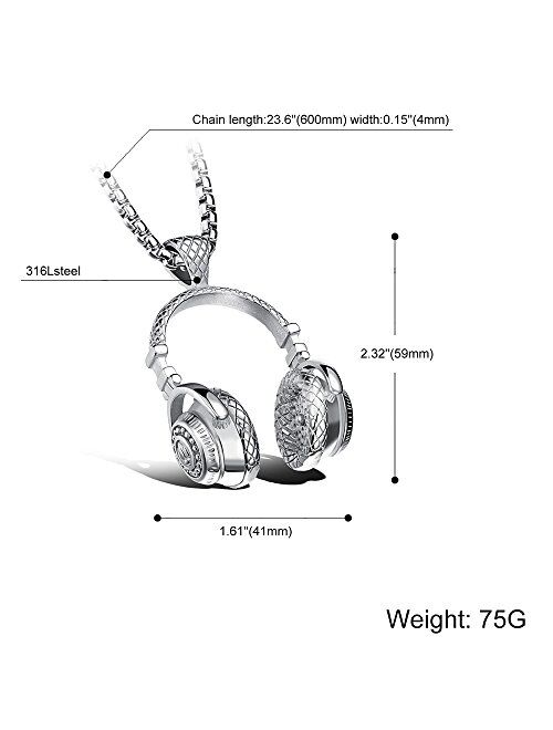Zed Shadoww Apopo fashion Stainless Steel Headphone Pendant Necklace for Men