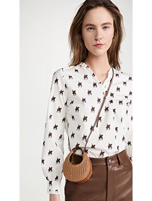 STAUD Women's Raffia Micro Moon Bag