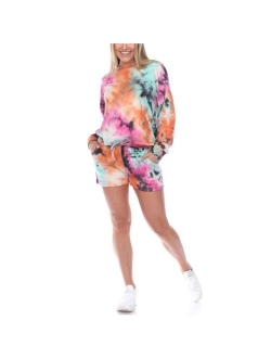 2-Piece Tie Dye Top & Shorts Pajama Set
