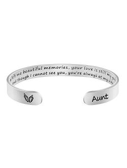 Joycuff In Memory of Mom Dad Memorial Gifts for Loss of Mother Dad Grandma Grandpa Hushband Brother Sister loss of loved one Memorial Bracelet Grief Jewelry Sympathy Cuff