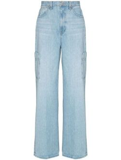high-waisted straight-leg jeans