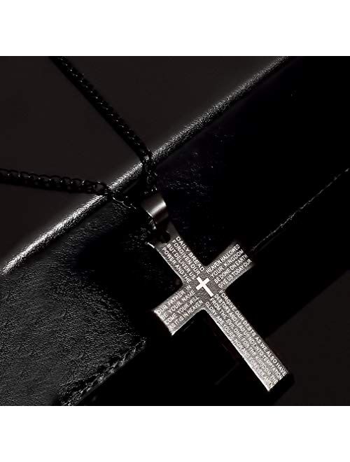 Myhouse Crystal Cross Pendant Stainless Steel Zirconia Jesus Cross Pendant Necklace Jewelry Men