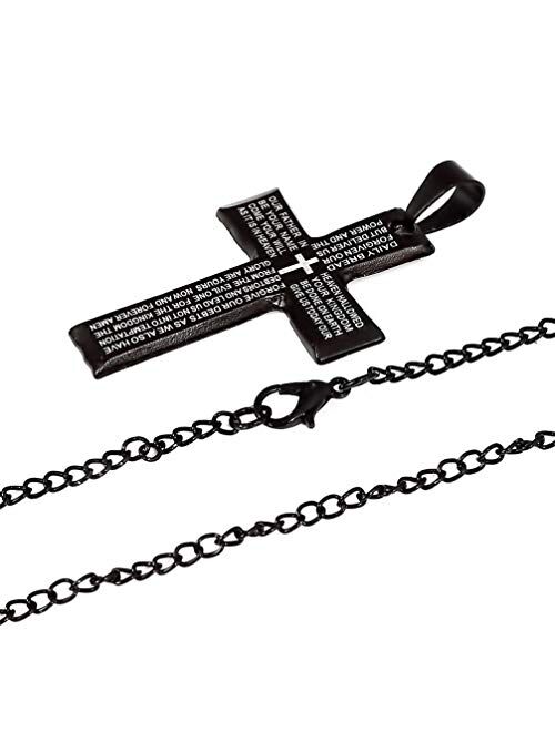 Myhouse Crystal Cross Pendant Stainless Steel Zirconia Jesus Cross Pendant Necklace Jewelry Men